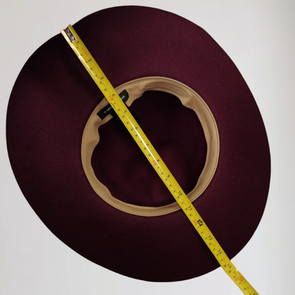 Anthropologie Burgundy Wool Felt Wide Brim Floppy Hat Cottagecore Romantic Boho main image 7
